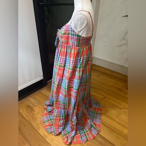 J Crew Plaid Maxi Dress tie front size M - Picture 7 of 15